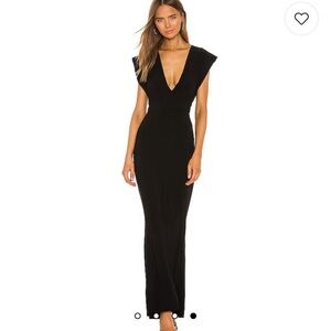 Norma Kamali Black V-Neck Gown